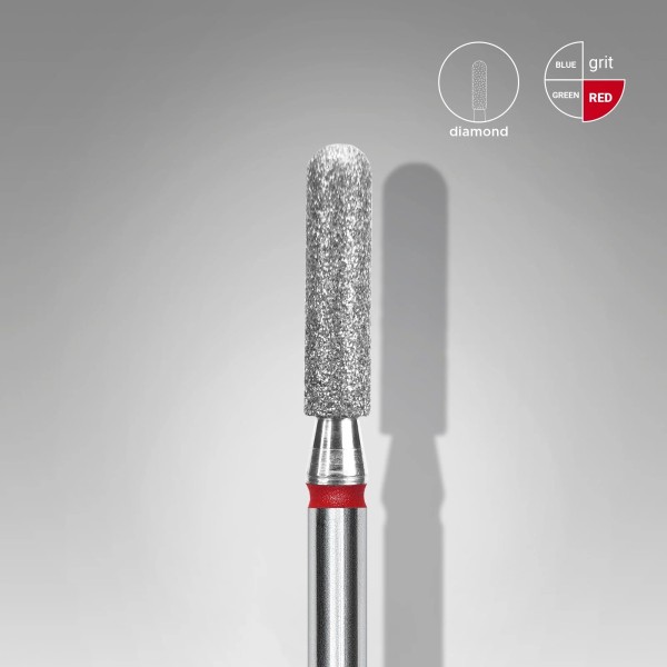Staleks frez diamentowy zaokrąglony walec czerwony średnica 2,5mm/część robocza 10mm